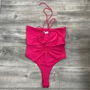 Super down hot pink bodysuit